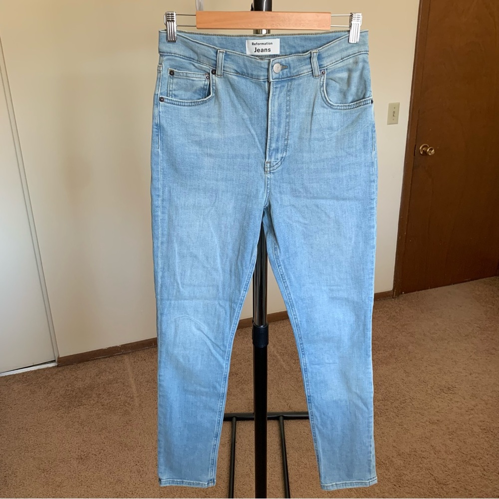 Reformation High Rise Skinny Jeans Blue Denim Medium Wash 29